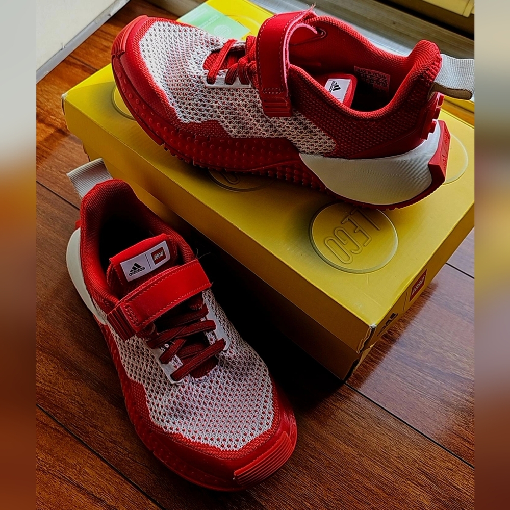 Adidas Lego Sport Kids Red and White Mesh Sneakers Size 1.5